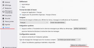 accès aux about:config de thunderbird