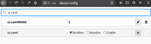 réglage de la taille du curseur texte de Firefox avec ui.caretWidth