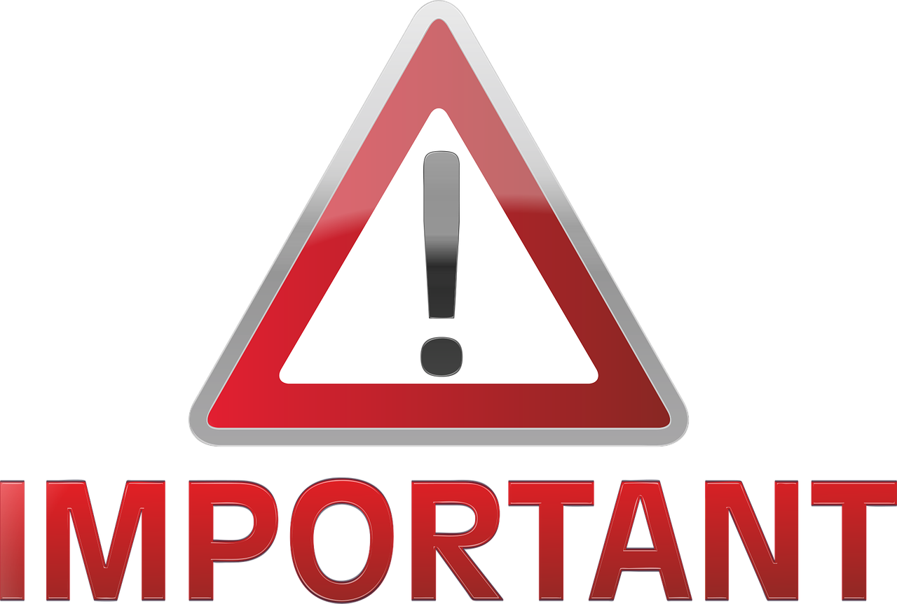 panneau danger avec le texte "important"